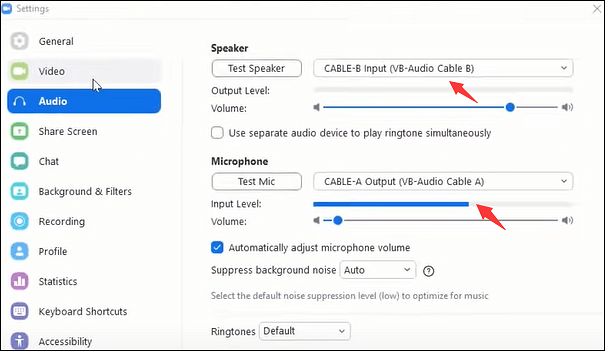 Zoomen Sie Audio in OBS