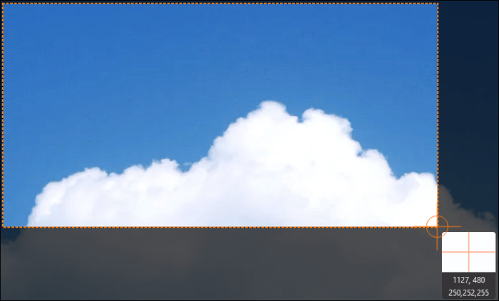 Bereich auswählen, um Screenshots zu machen