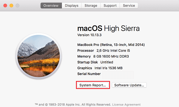 Bildschirm 'Über diesen Mac'
