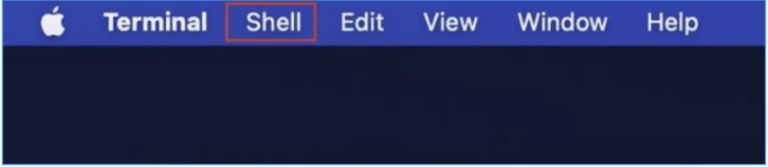 Wählen Sie Shell in der Menüleiste