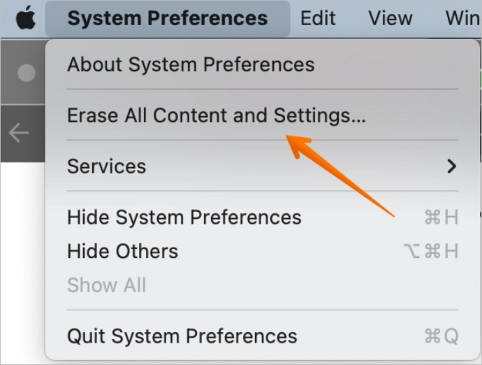 Löschen Sie alle Inhalte und Einstellungen