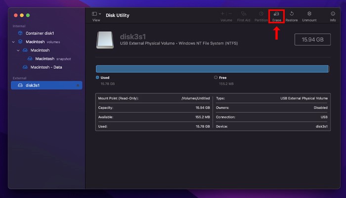 Auf Löschen klicken