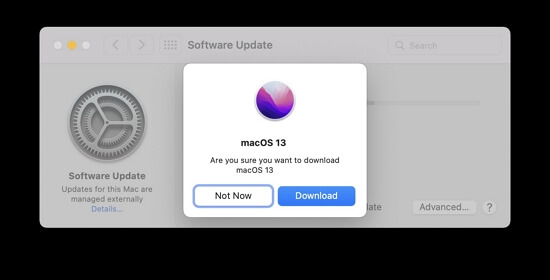 Klicken Sie auf Herunterladen, um macOS Ventura herunterzuladen.