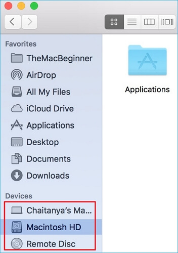 externe Festplatte in der Finder-Anwendung suchen