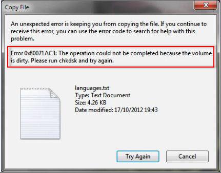 was ist der Fehler 0x80071ac3