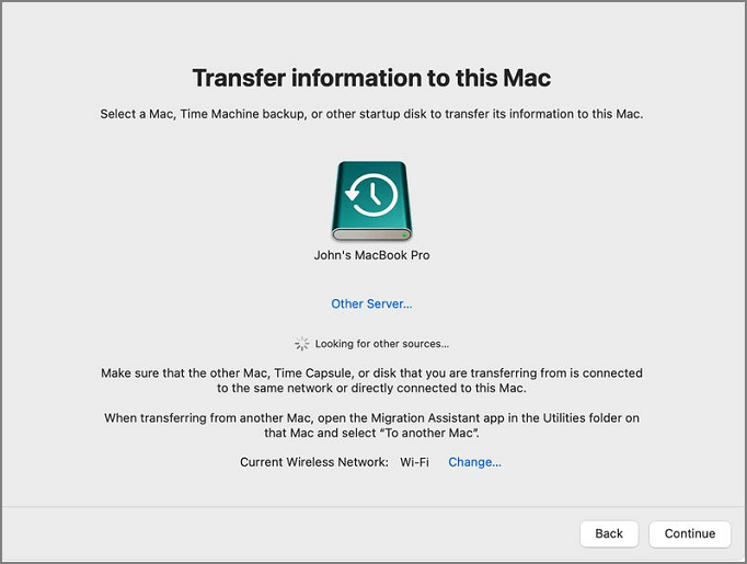 Informationen auf diesen Mac übertragen