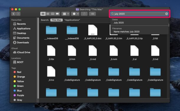 eine Datei im Finder nach Datum suchen