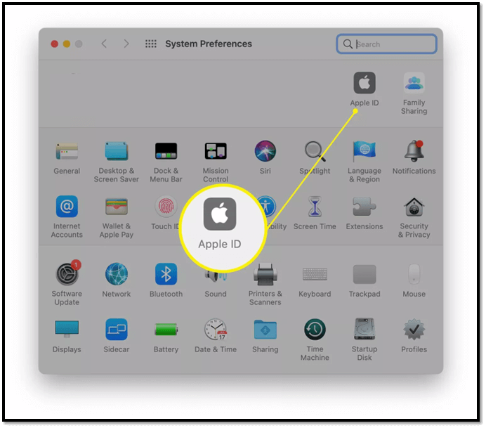 Klicken Sie auf Apple ID