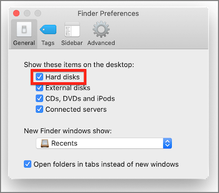 Festplatten auf dem Desktop anzeigen