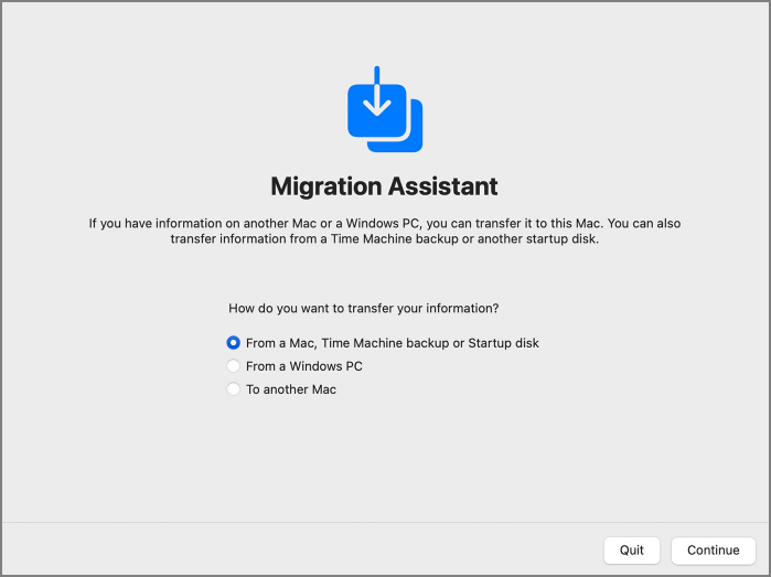 Daten mit dem Migrationsassistenten übertragen