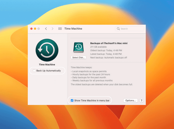 Gelöschte Dateien auf macOS Ventura von Time Machine wiederherstellen