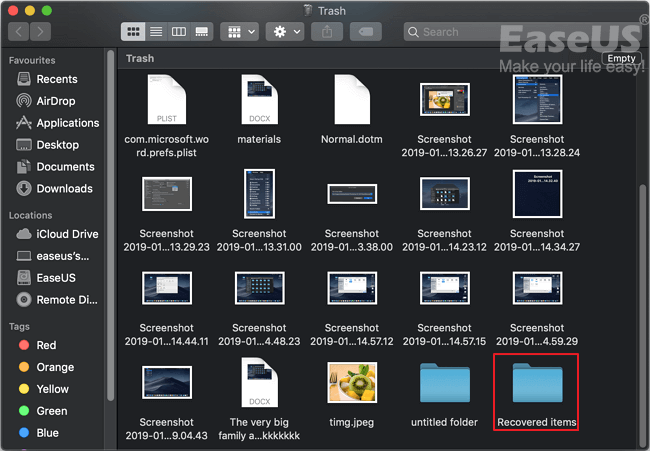 Wie man ungespeicherte Word-Dokumente auf Mac wiederherstellt - Recovered Items