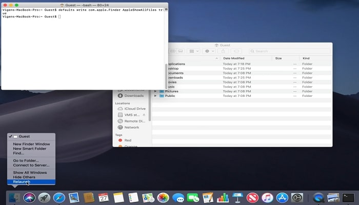Ausblenden von Dateien im Terminal Schritt 3