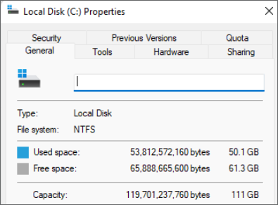 Überprüfen Sie den verwendeten Speicherplatz
