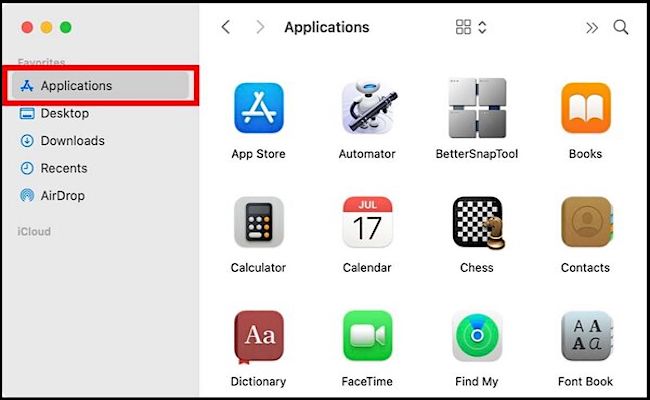 Öffnen Sie die Anwendungsoptionen aus dem Menü