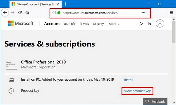 Microsoft Office 2021 Produktschlüssel von Microsoft-Konto finden