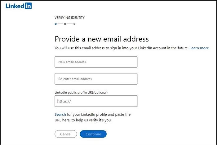 Eine neue E-Mail-Adresse in Linkedin setzen