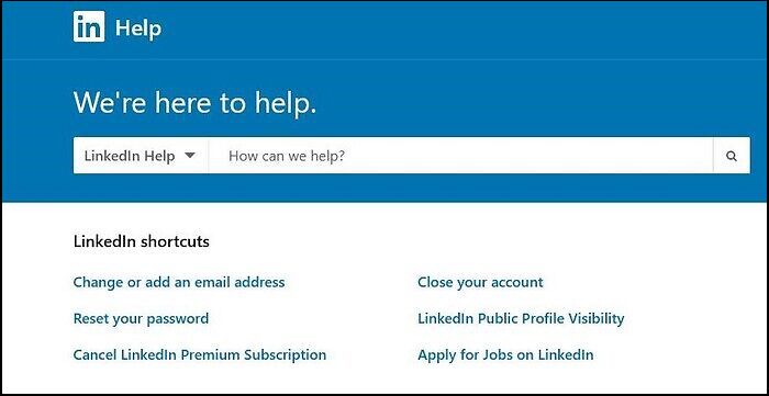 Linkedin-Hilfezentrum