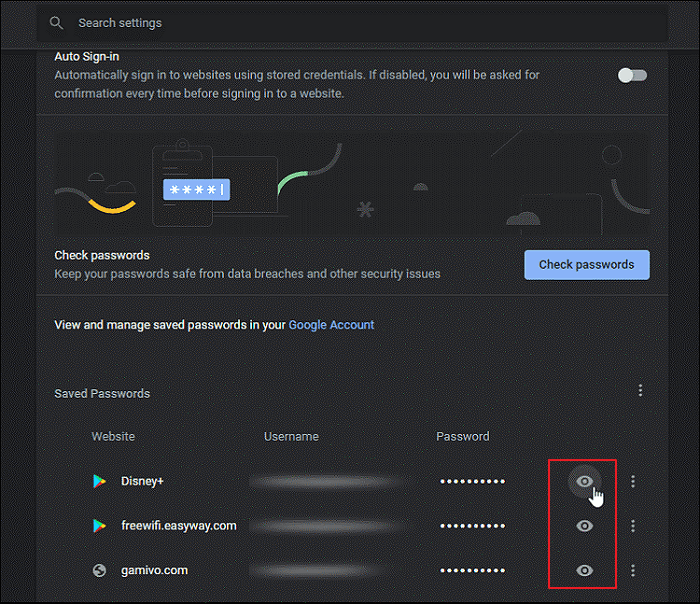 Auf das Auge klicken