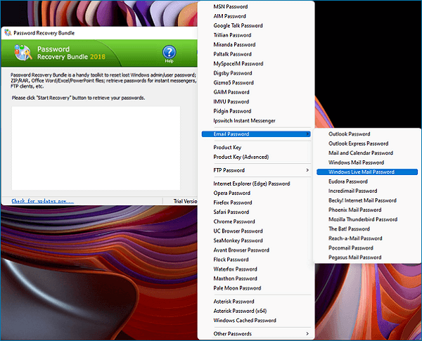 Windows Live Mail-Passwort mit Passwort-Wiederherstellungs-Paket finden
