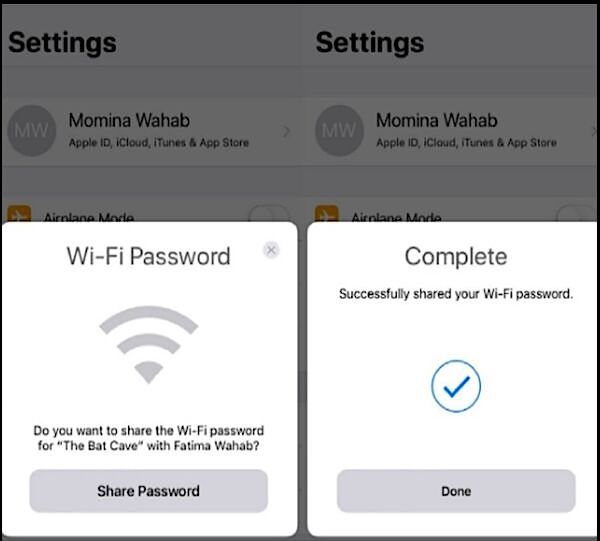 Teilen Sie WLAN-Passwörter zwischen iPhones