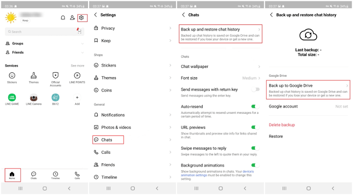 Sichern Sie die Leitung auf Google Drive