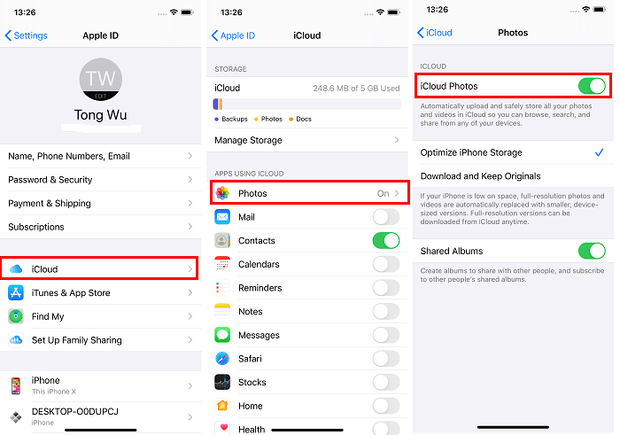 Deaktivieren von iCloud-Fotos über die Einstellungen-App