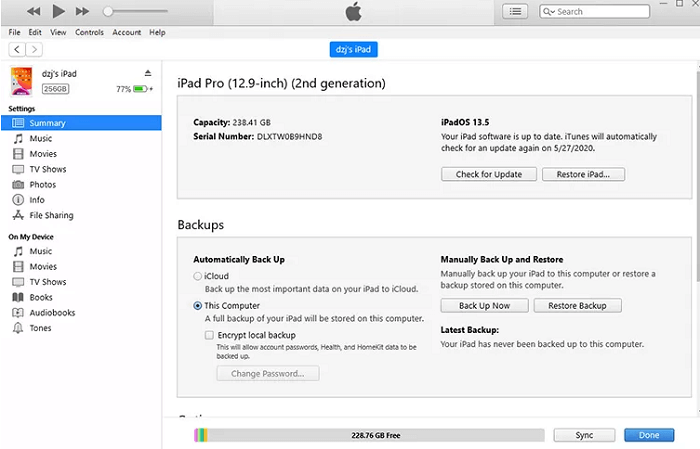 Stellen Sie das iPad aus iTunes wieder her