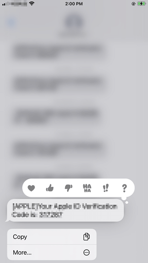 Wählen Sie einen der Texte in der Konversation aus