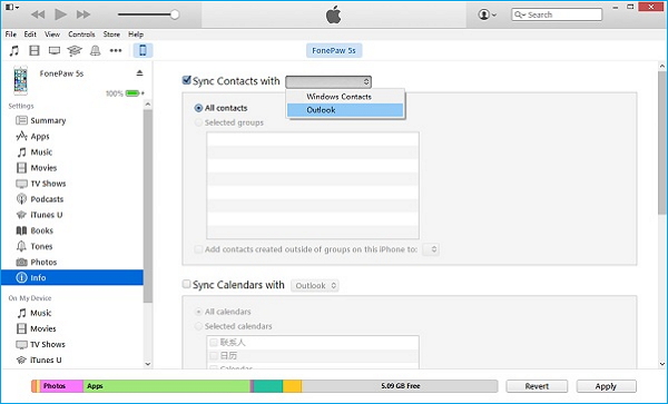 Synchronisieren Sie Outlook-Kontakte mit iTunes