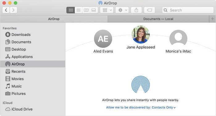 trun auf Airdrop auf dem Mac