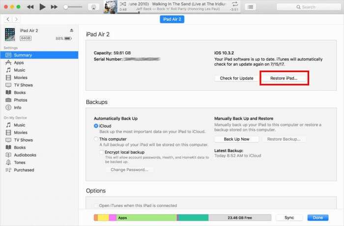 Entsperren Sie das iPad ohne Passcode über iTunes