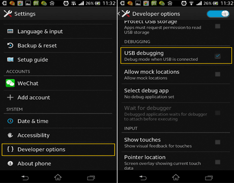 USB Debugging aktivieren für Android 3.0