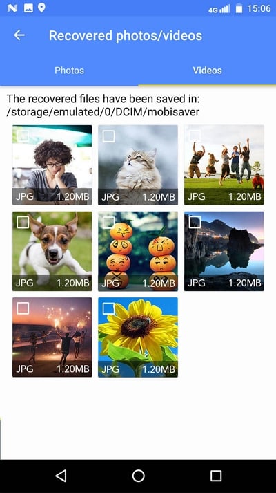 Wiederherstellung verlorener Fotos und Videos auf Android.