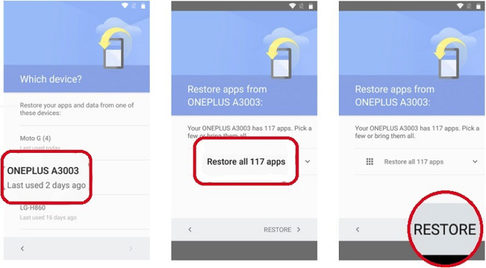 Stellen Sie das Android-Telefon aus dem Google-Konto wieder her