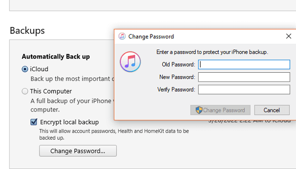 Ändern Sie das iPhone-Backup-Passwort