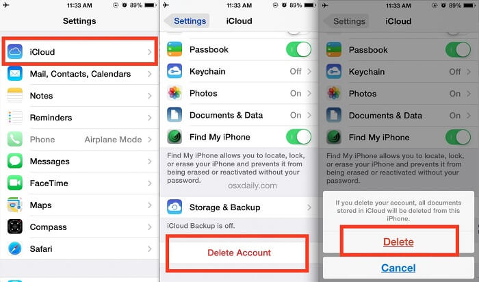 iCloud wählen