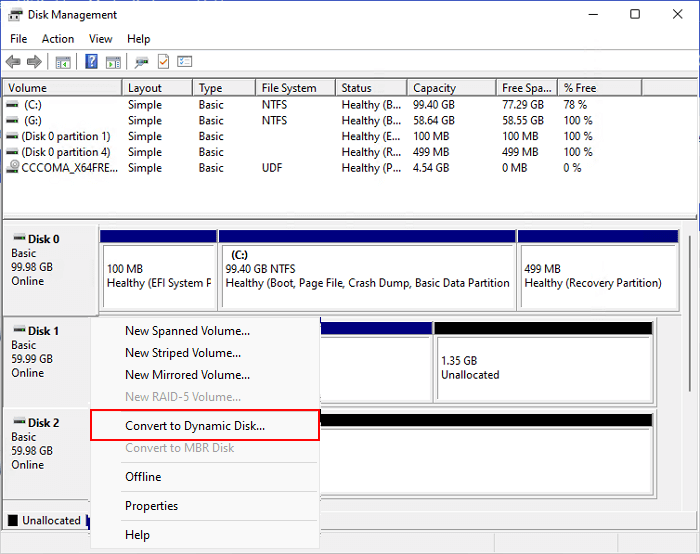 Datenträger in dynamisch umwandeln