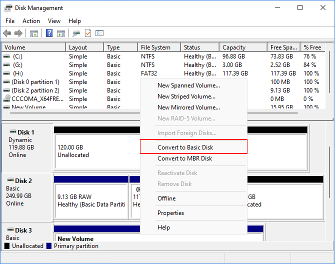 Konvertieren eines dynamischen Datenträgers in einen einfachen Windows Server - EaseUS