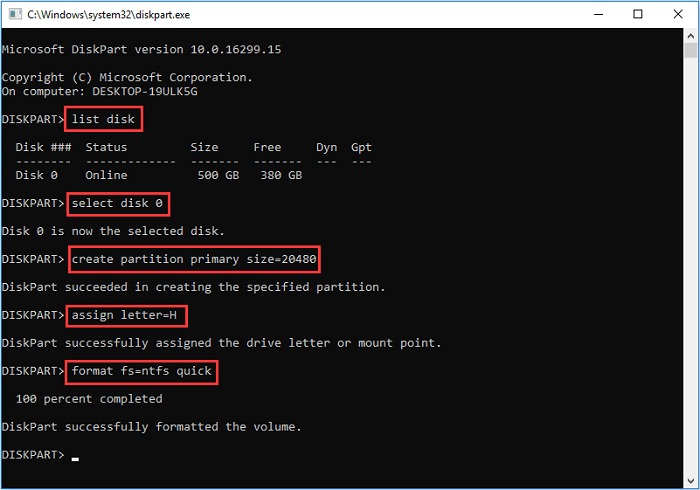 how to make partition in windows 10 using command prompt