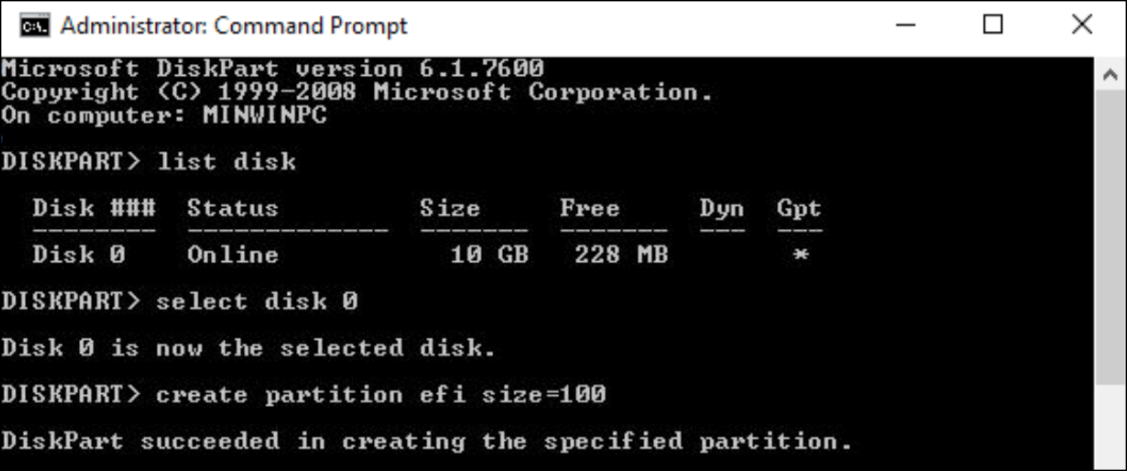UEFI partition erstellen
