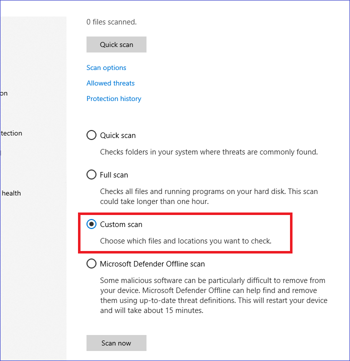 benutzerdefinierter Scan