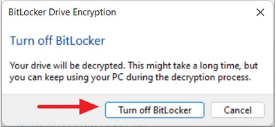 Auf BitLocker deaktivieren klicken