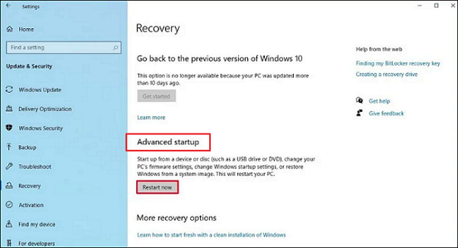 Auf Jetzt neu starten klicken