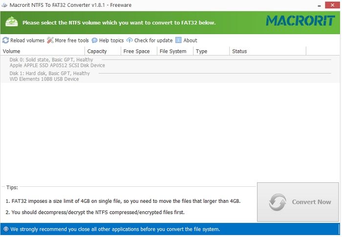 Macrorit NTFS zu FAT32 Konverter