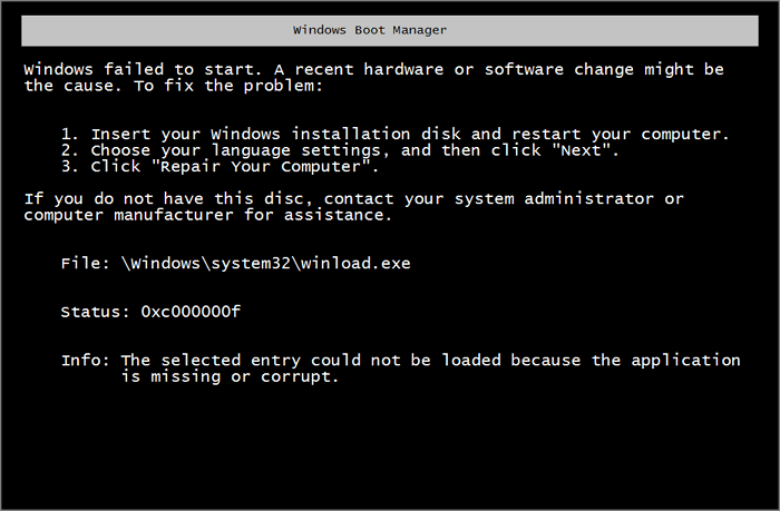 Windows-Bootmanager-Boot fehlgeschlagen