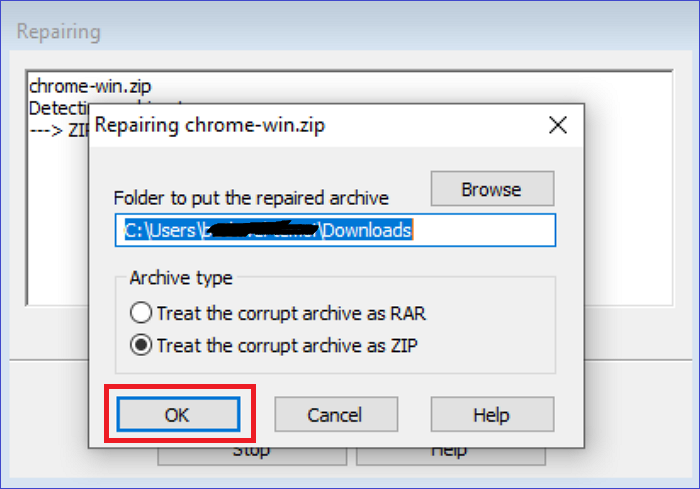 beschädigtes Archiv reparieren