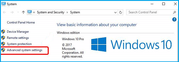 Klicken Sie auf Erweiterte Systemeinstellungen