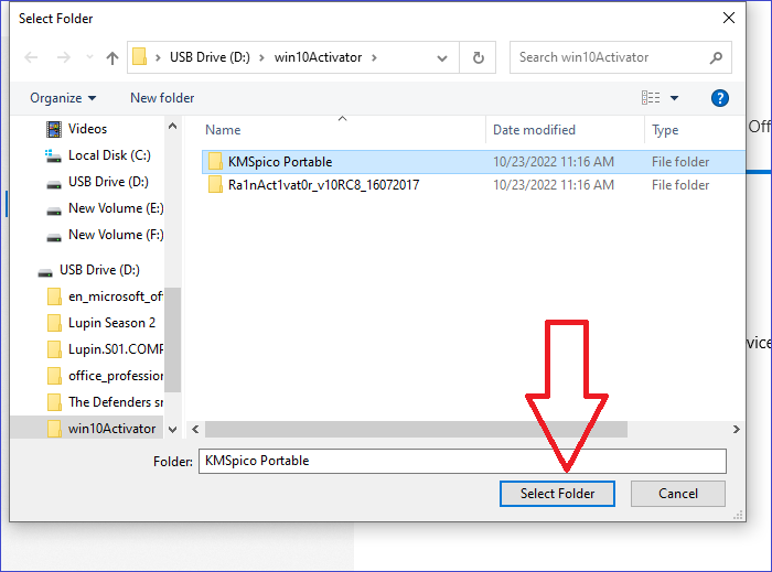 beschädigten Ordner auswählen