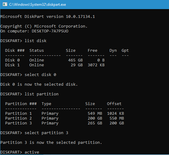 aktive Partition einstellen